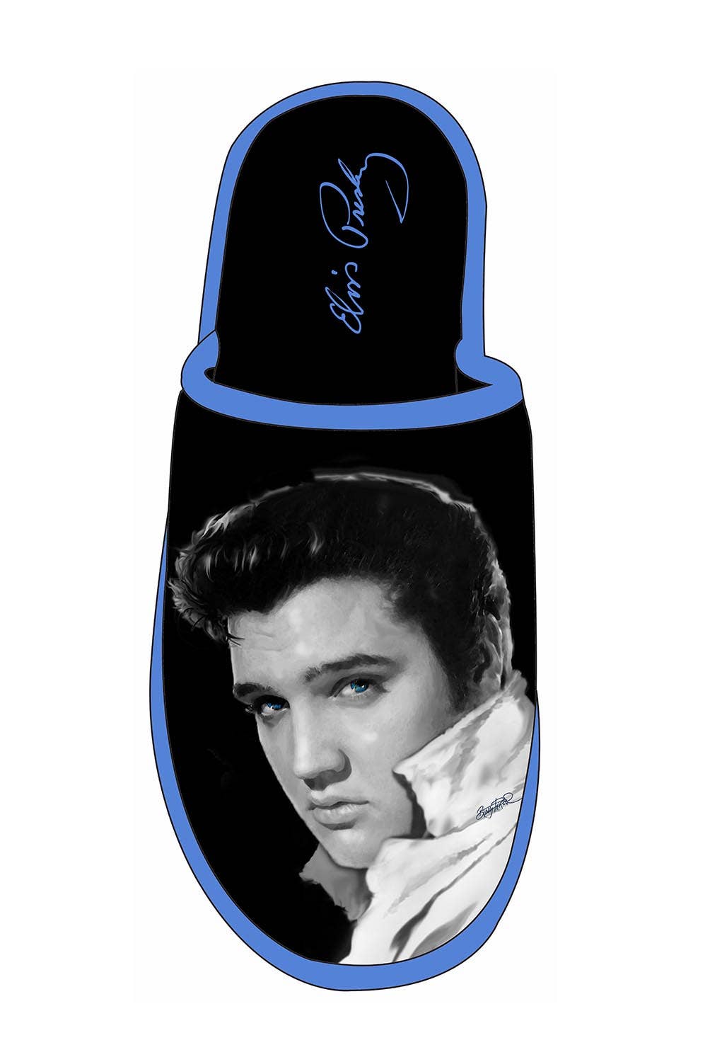 Elvis Slippers Blue black & white photo E8919