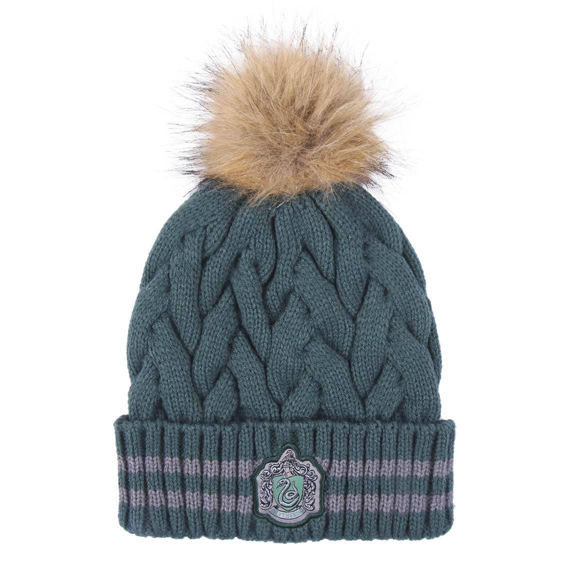 KIDS Size HARRY POTTER SLYTHERIN POMPOM KNIT BEANIE - officially Licensed 9659