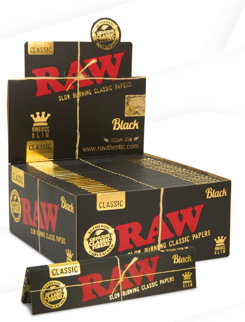 RAW BLACK CLASSIC KING SIZE SLIM ROLLING PAPERS (50 Booklets)Wholesale