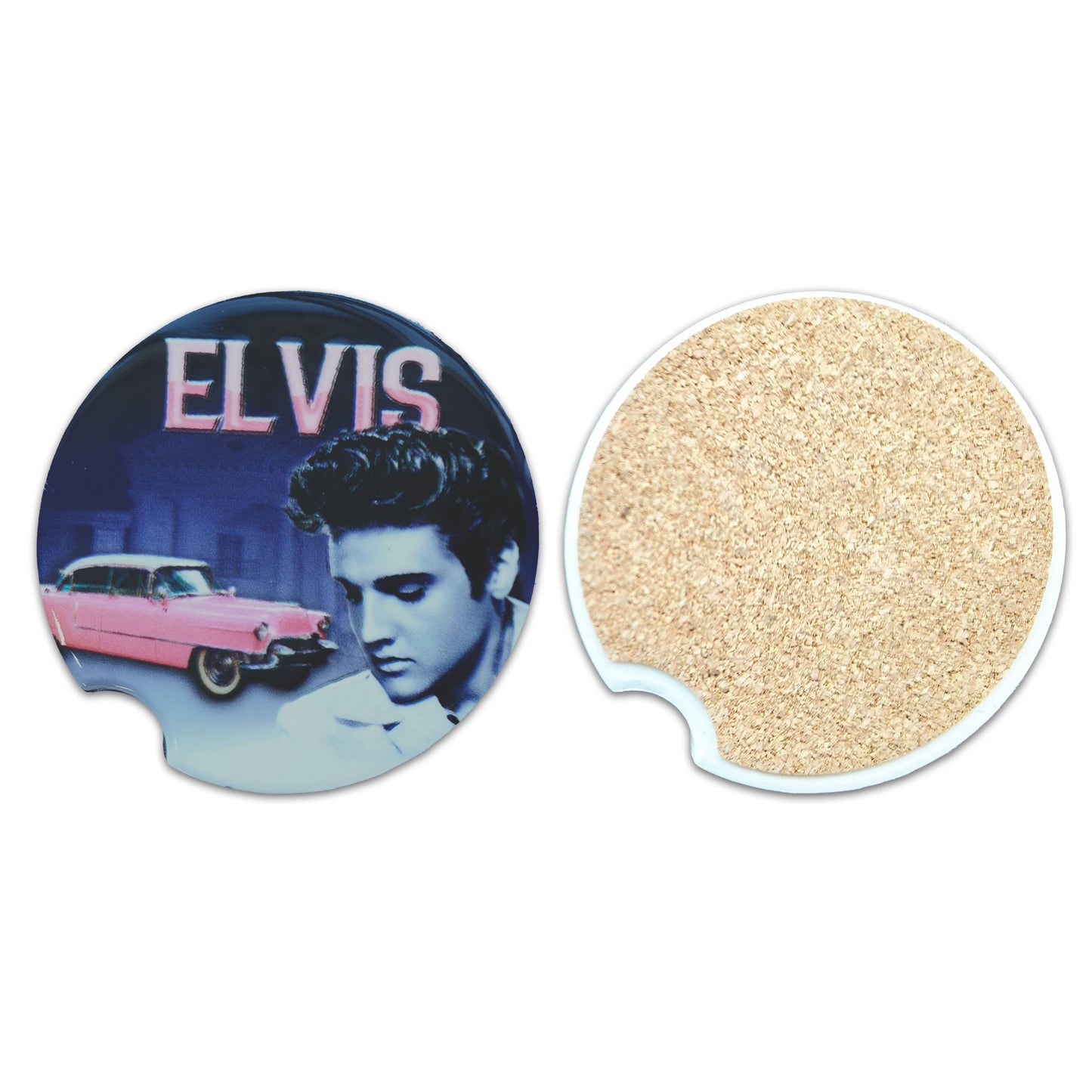 Elvis Presley set of 2 Car Coasters Set- Pink Caddy E9137