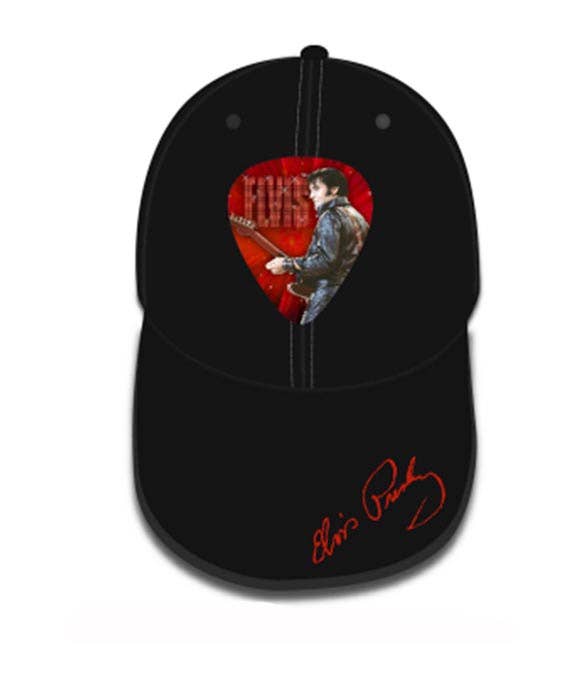 Elvis Baseball Cap/ Hat red 68’ Guitar Pick & Signature E8949