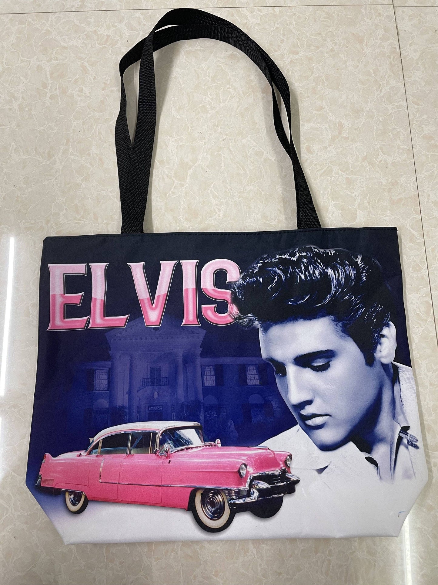 Elvis Presley Tote Handbag - Pink Caddy Design