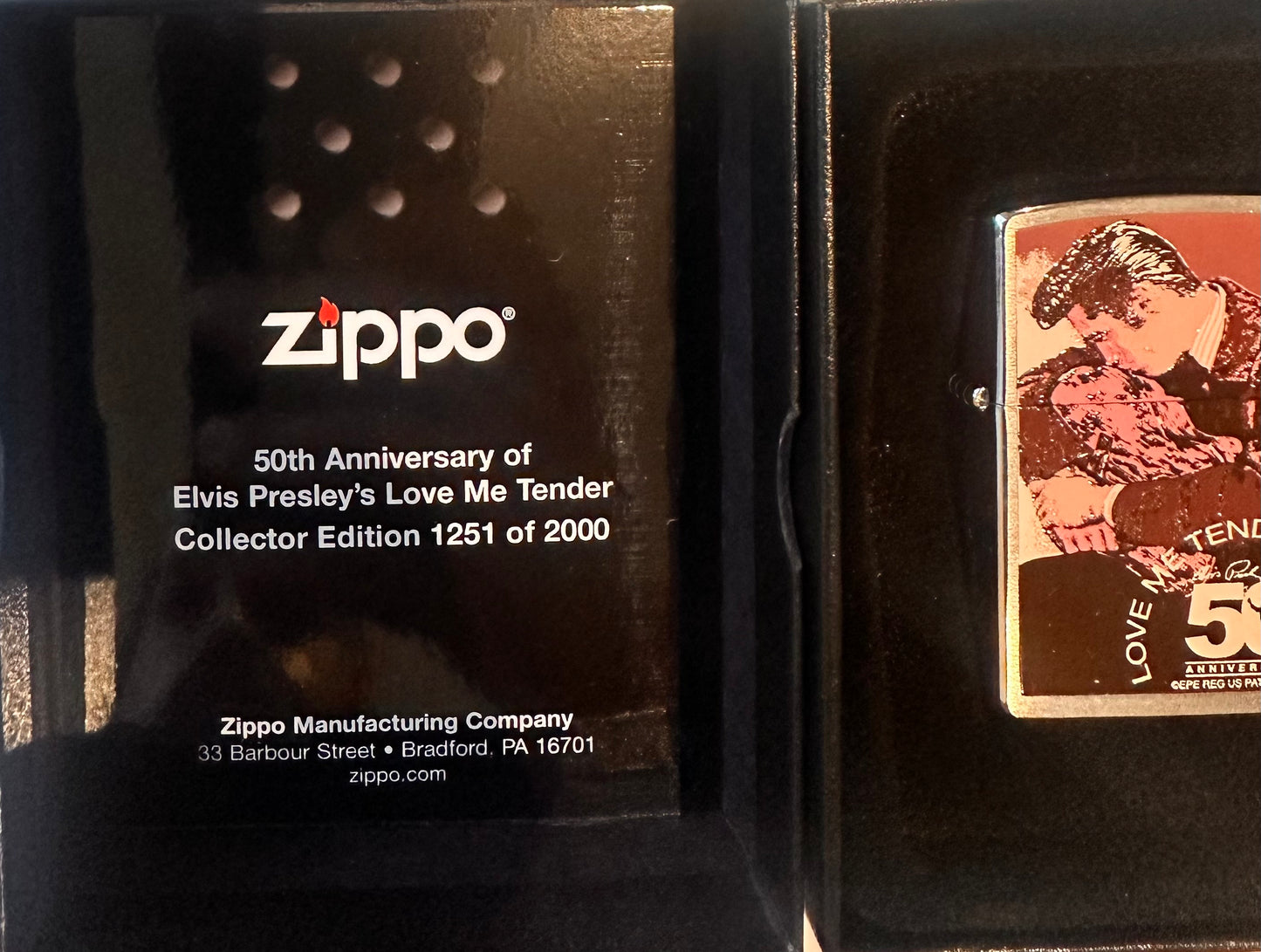 Elvis Presley Love Me Tender 50th Anniversary Zippo Lighter 1254/2000