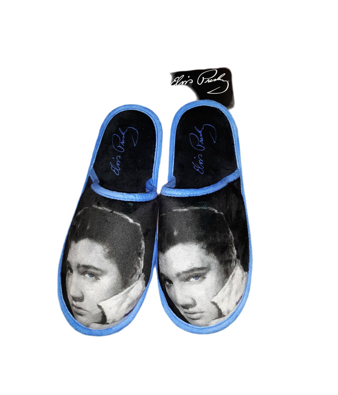 Elvis Slippers Blue black & white photo E8919
