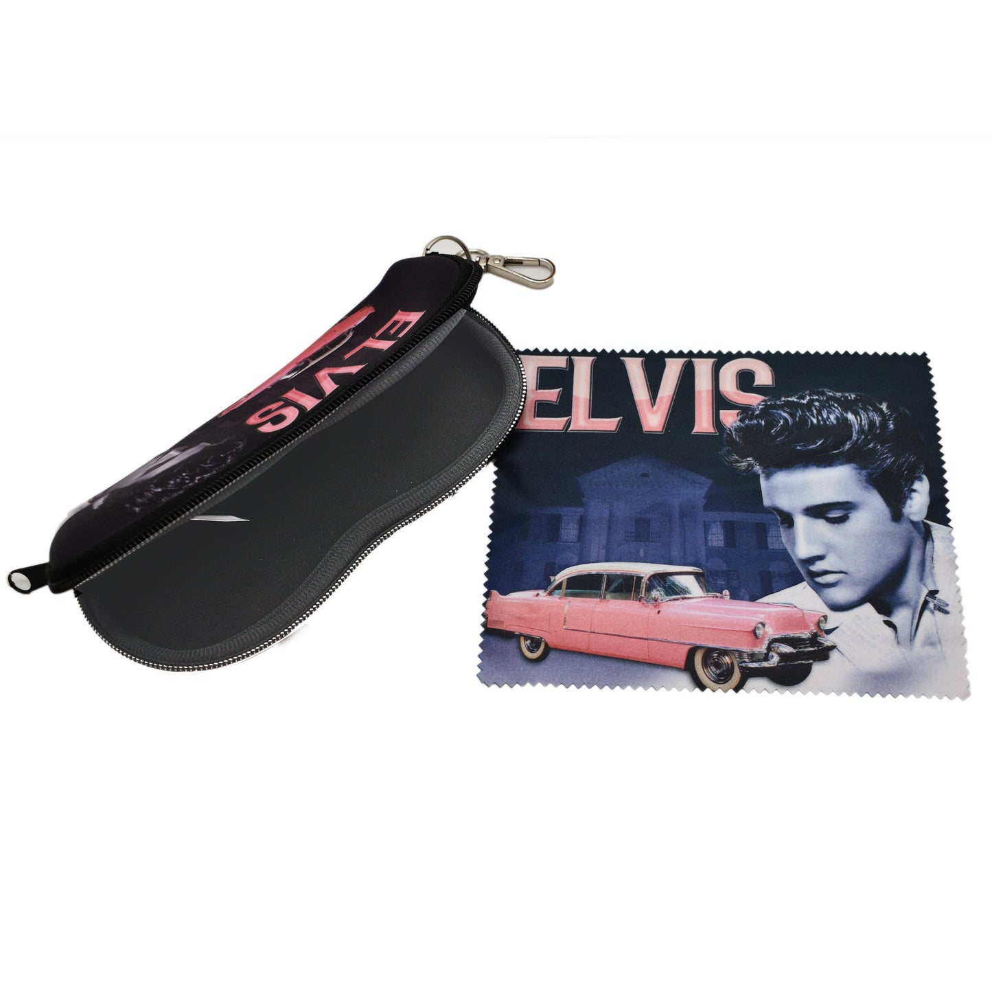 Elvis Glasses Case - Pink Caddy car design with zip & hook E9080