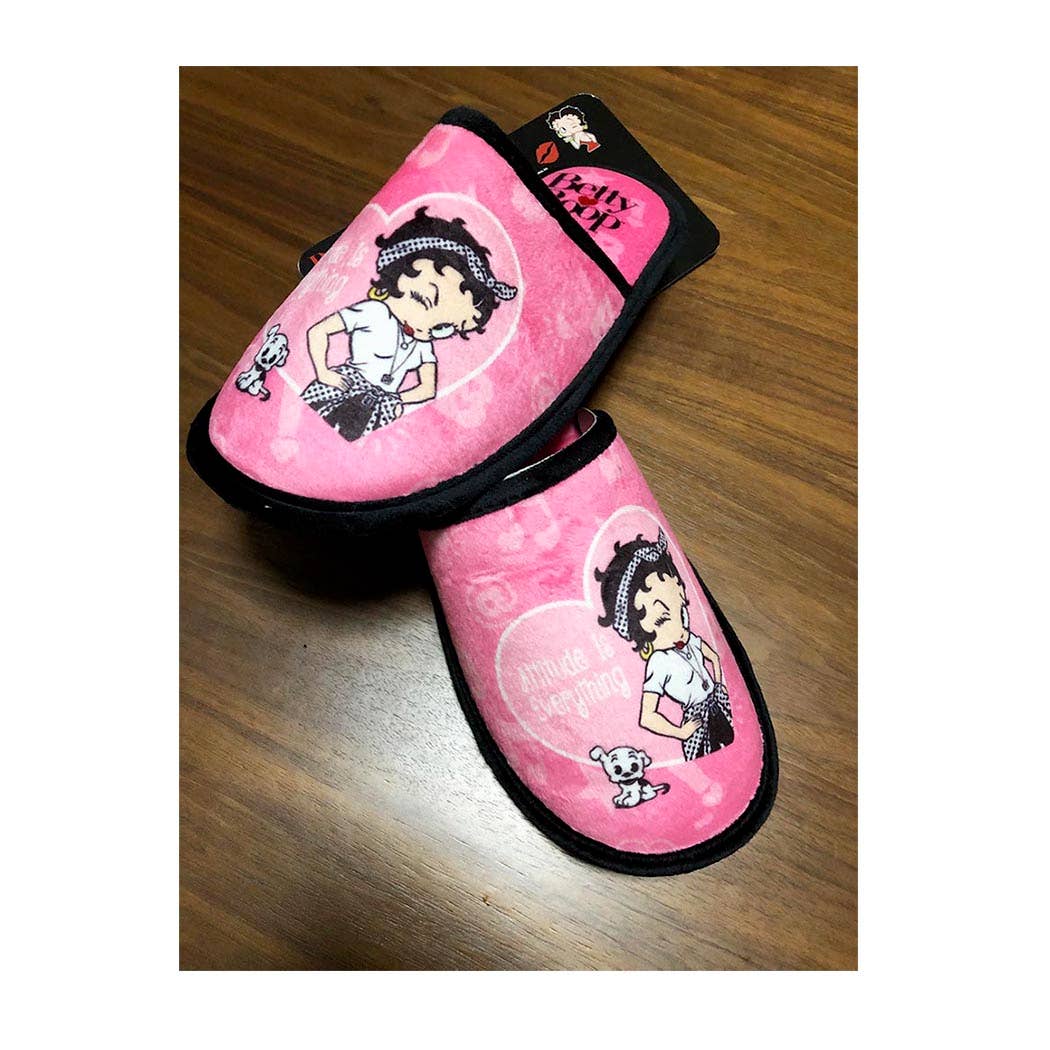 Betty Boop Pink Slippers - Attitude is Everything BB5949