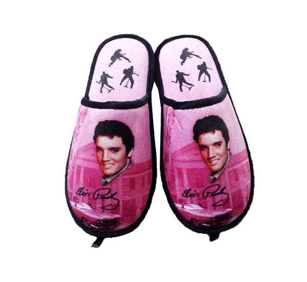 Elvis Slippers - Pink with Iconic Guitars - E8649
