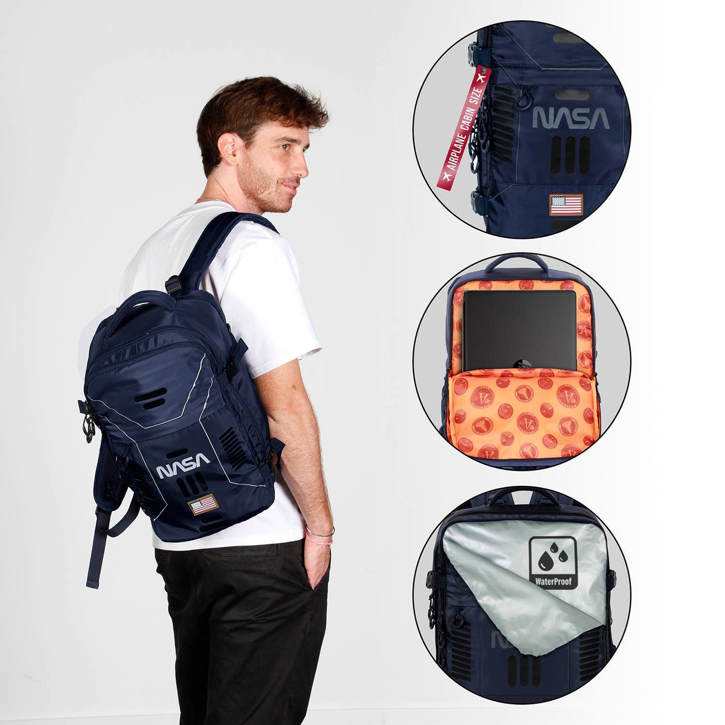 NASA-Mercury Backpack Underseat Cabin Bag 40x20x25cm