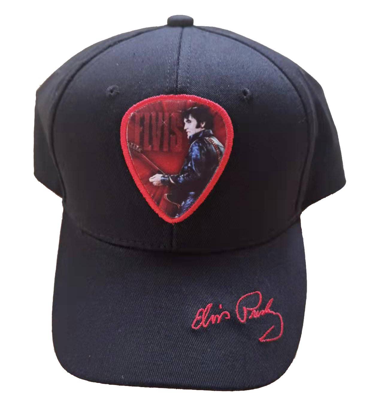 Elvis Baseball Cap/ Hat red 68’ Guitar Pick & Signature E8949