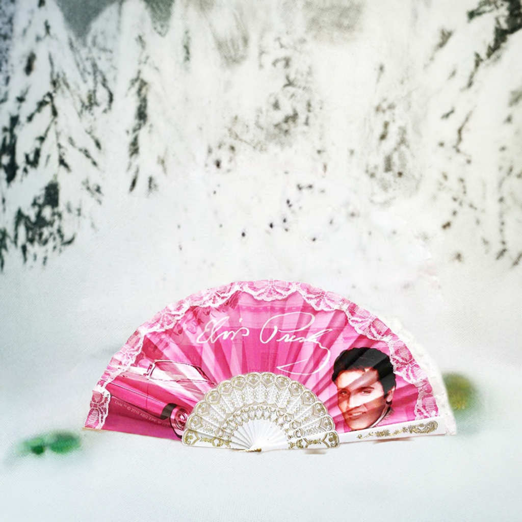 Elvis Hand Fan Pink - E8690