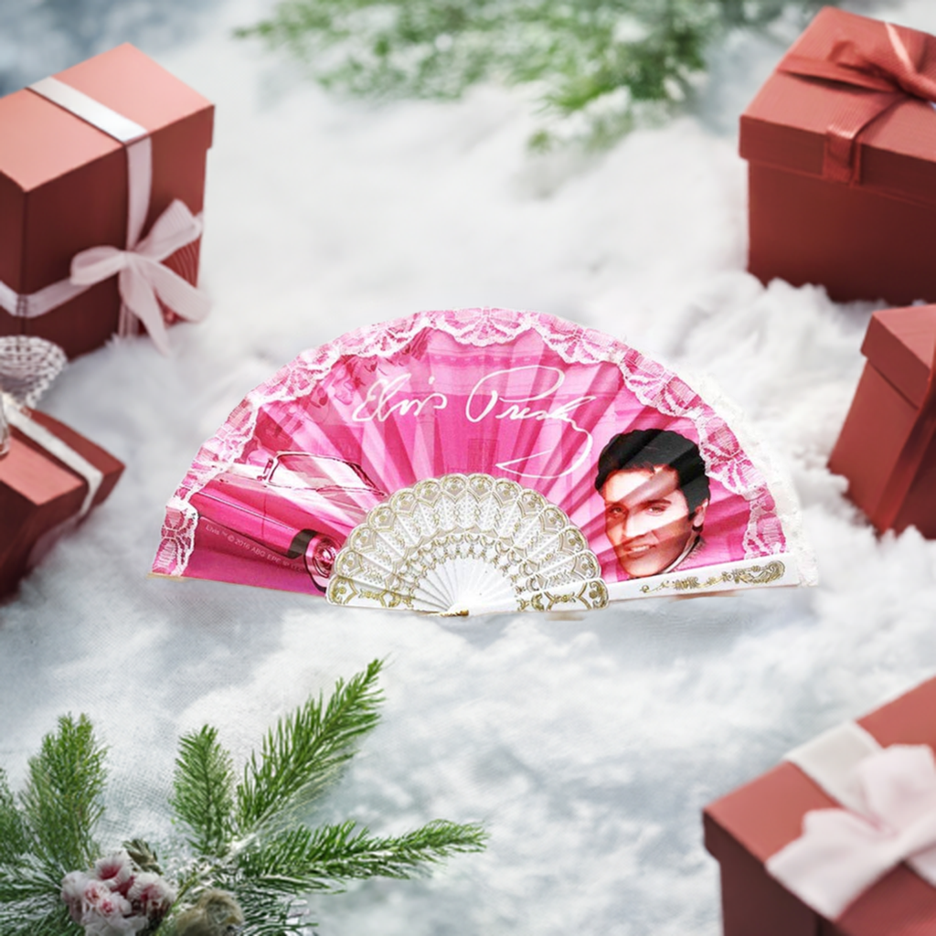Elvis Hand Fan Pink - E8690