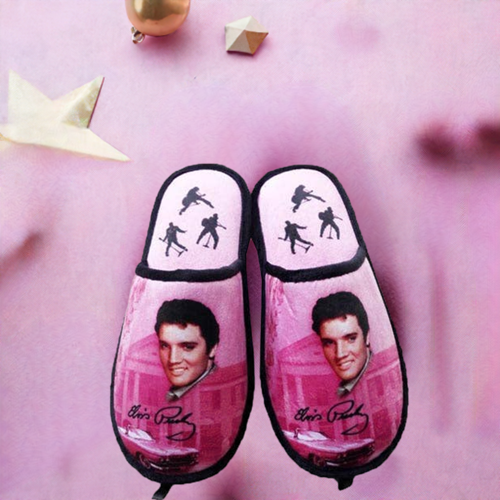 Elvis Slippers - Pink with Iconic Guitars - E8649