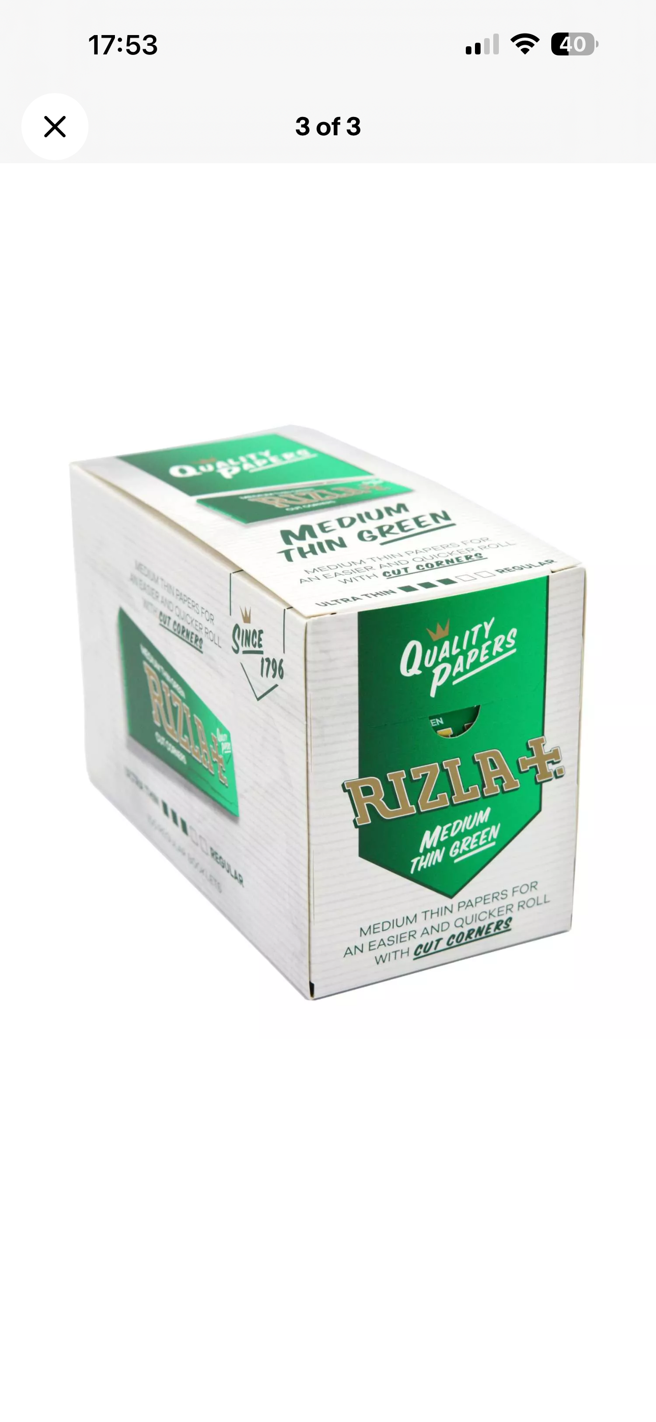 Rizla Green Regular Standard Smoking Papers (100 booklets)