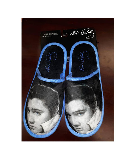 Elvis Slippers Blue black & white photo E8919