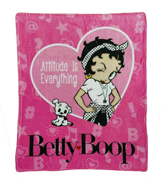 Betty Boop Throw Blanket - Attitude is everything 127cm x 152cm BB6222
