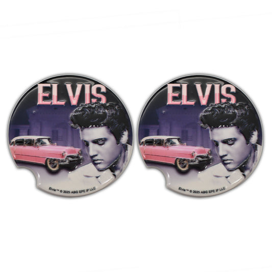 Elvis Presley set of 2 Car Coasters Set- Pink Caddy E9137