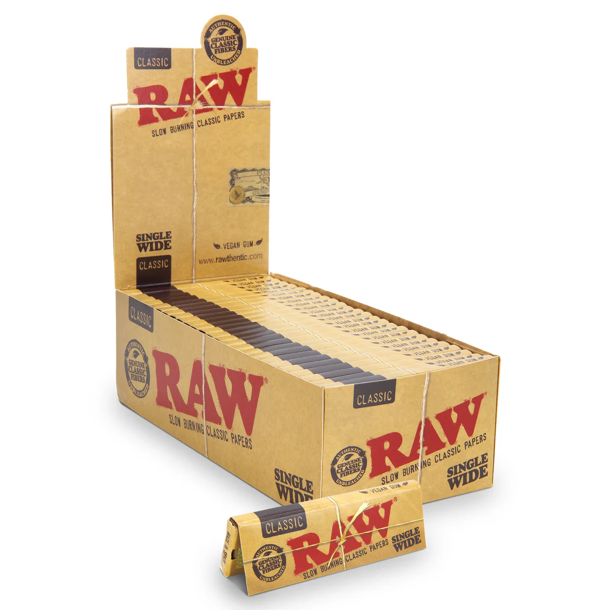 Raw Single Wide Classic Papers (50 Booklets) Wholesale