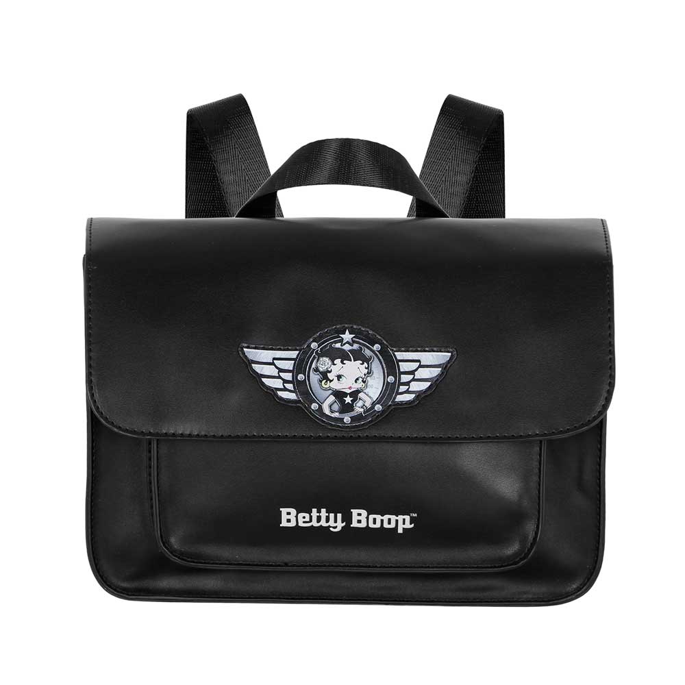 Betty Boop Motor Love-Satchel Shoulder Bag-Backpack, Black