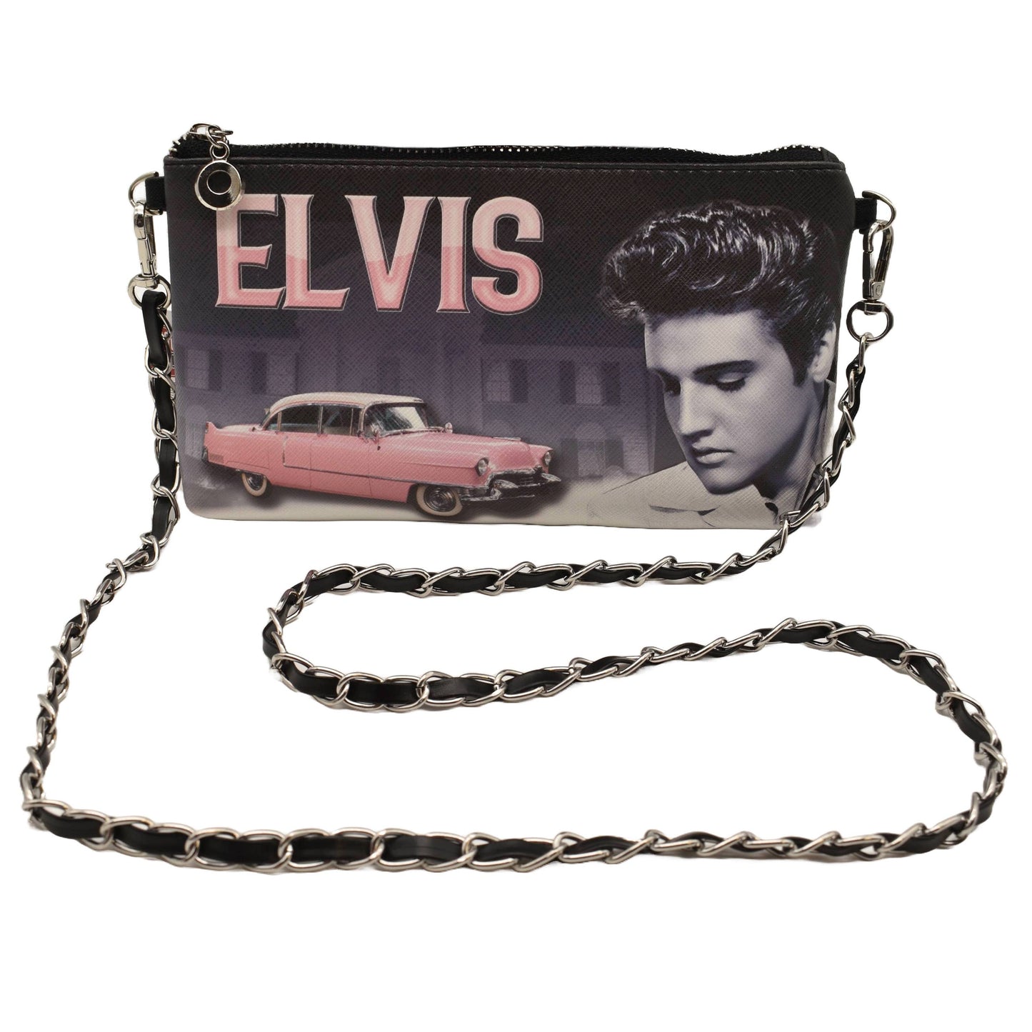 Elvis Presley Purse/Sling Bag- Pink Caddy car w/ Chain & hand strap E9124