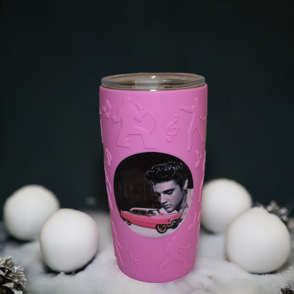 Elvis Stainless Steel Thermos With Silicone Sleeve - Pink - E9008