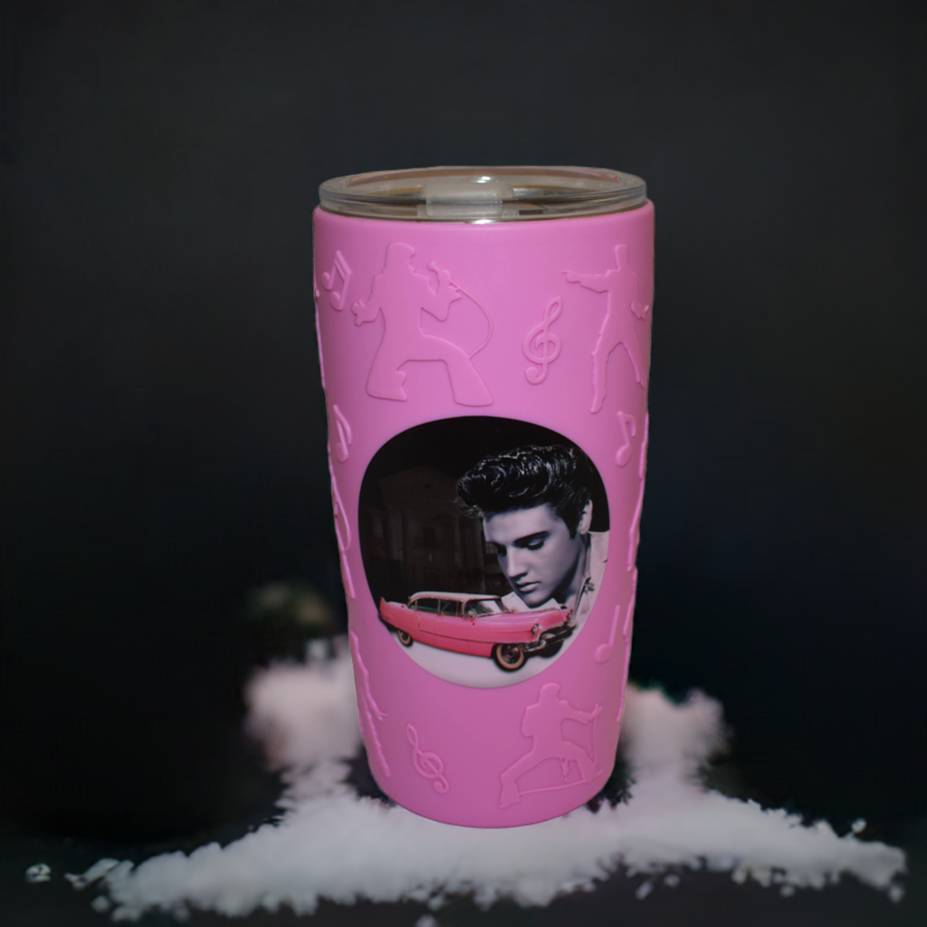 Elvis Stainless Steel Thermos With Silicone Sleeve - Pink - E9008